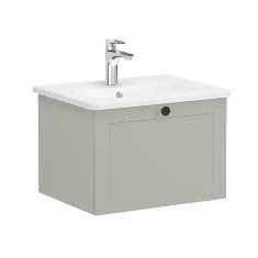 Vitra Root Classic 68784 Lavabo Dolabı, Tek Çekmeceli, 60 Cm, Mat Retro Yeşil, Yuvarlak Lavabolu